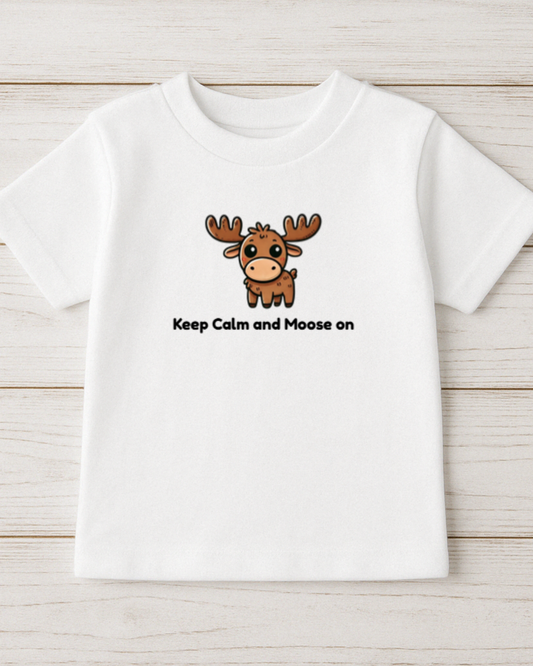 Adult wearing Moosi’s Melon Mood whimsical graphic tee – playful melon design, soft unisex cotton