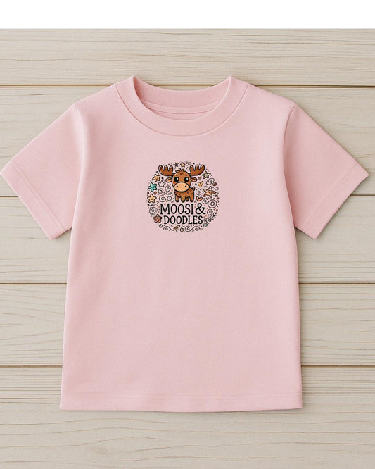 Child wearing Moosi Logo Tee – branded cotton kids t-shirt