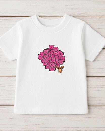 Moosi’s Flower Patch Tee – cute kids shirt with doodle flower design, front view